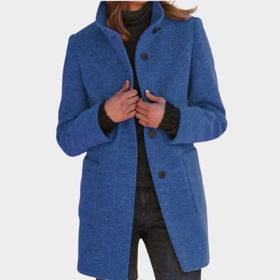 Women Long Sleeve Coat Jacket – Solid Color Single Breasted Outerwear – Classic Tailored Fit – Multiple Colours