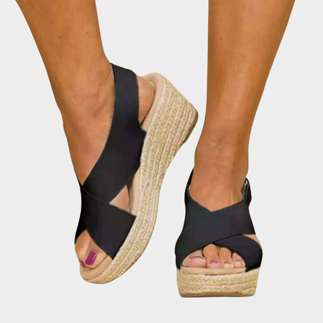 Women’s Peep-Toe Wedge Sandals – Platform Sole with Casual Elegant Fit and Open Toe Comfort – Lightweight Faux Leather – Multiple Colours
