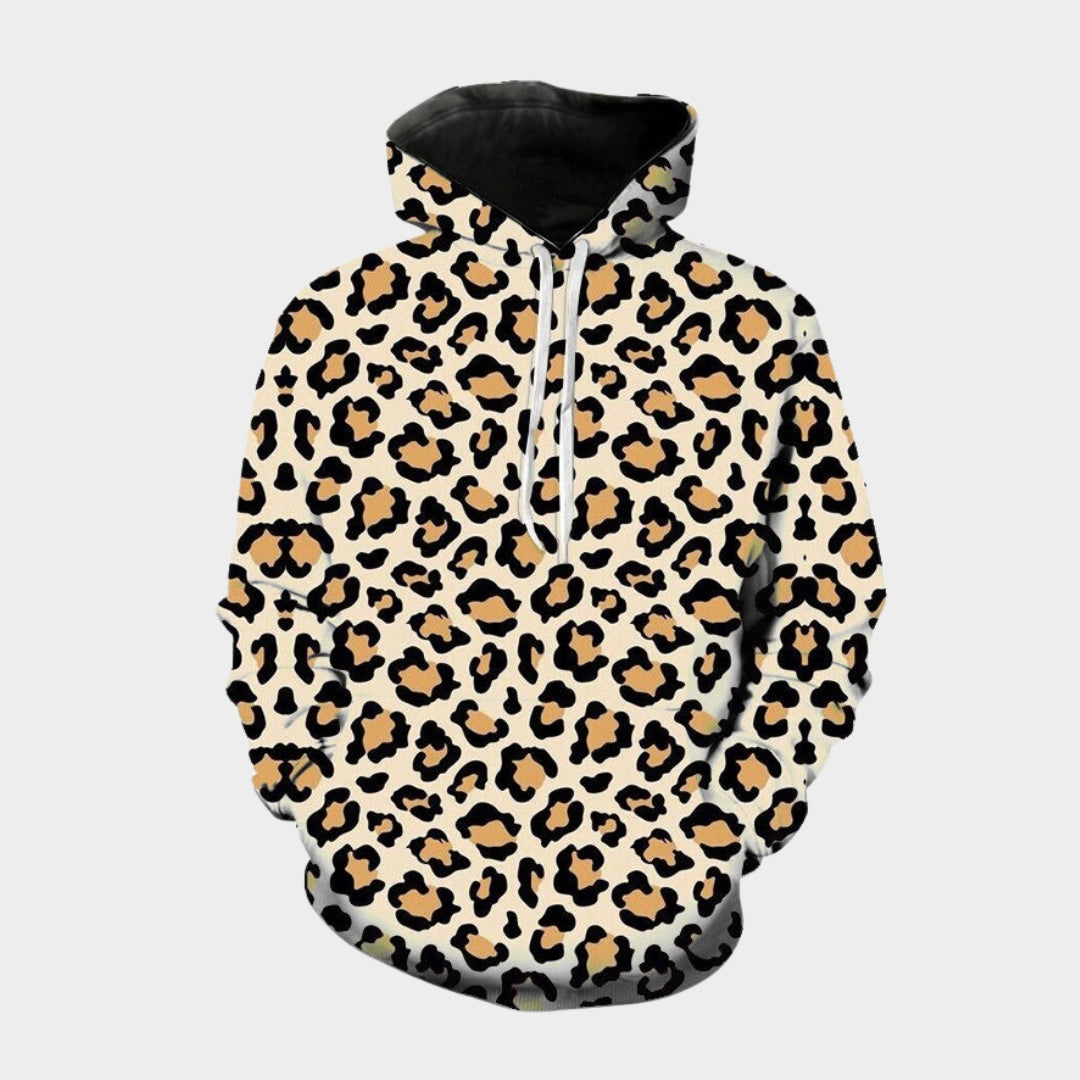 3D Printed Leopard Hoodie - Women's Sweatshirt - Long Sleeve Streetwear