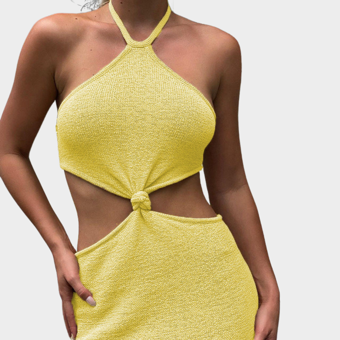 Women's Halter Dress – Hollow Out – Mid-Calf – Retro Streetwear – Multiple Colours