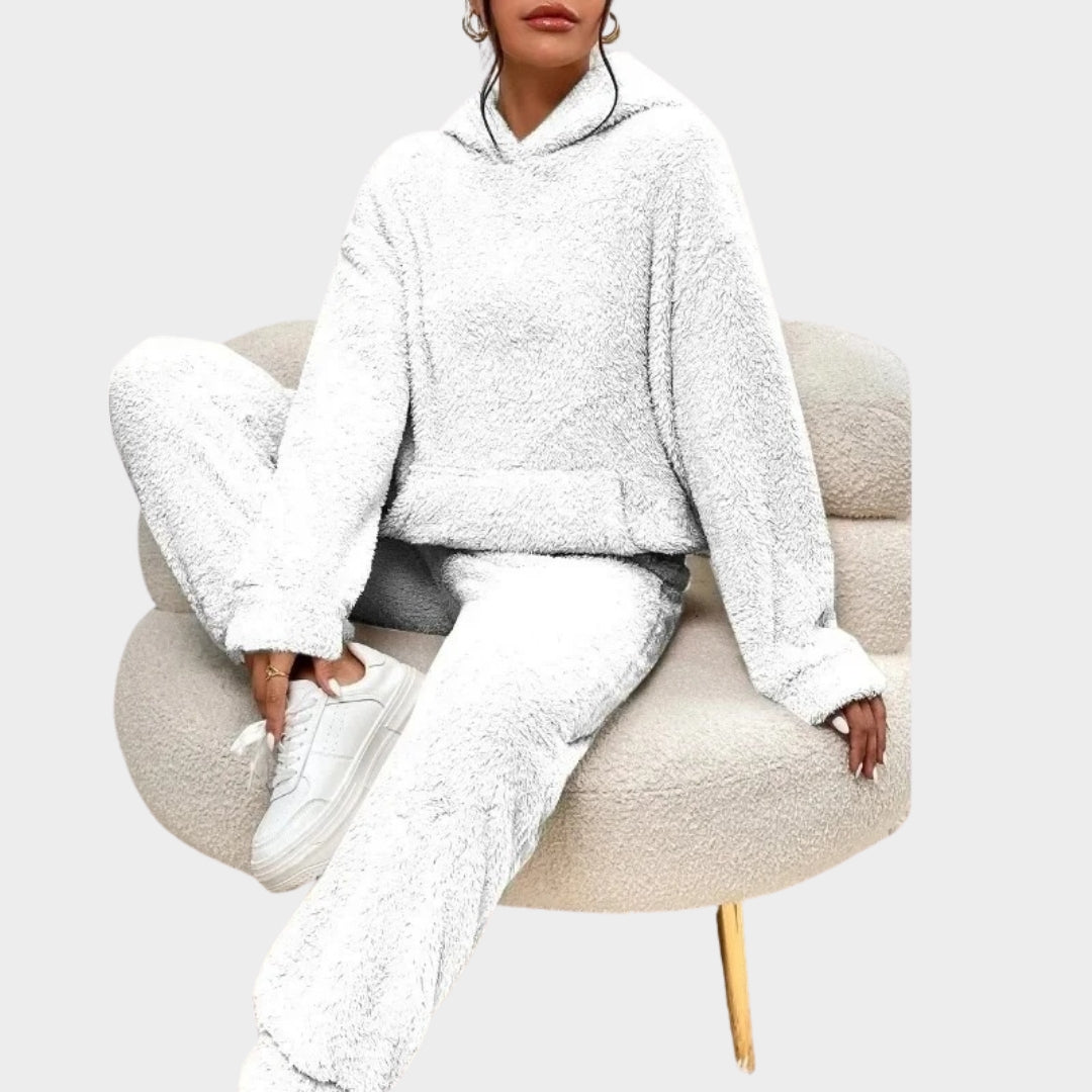 Women's Plush Two-Piece Lounge Set – Hoodie & Pants – Soft Fleece – Multiple Colours