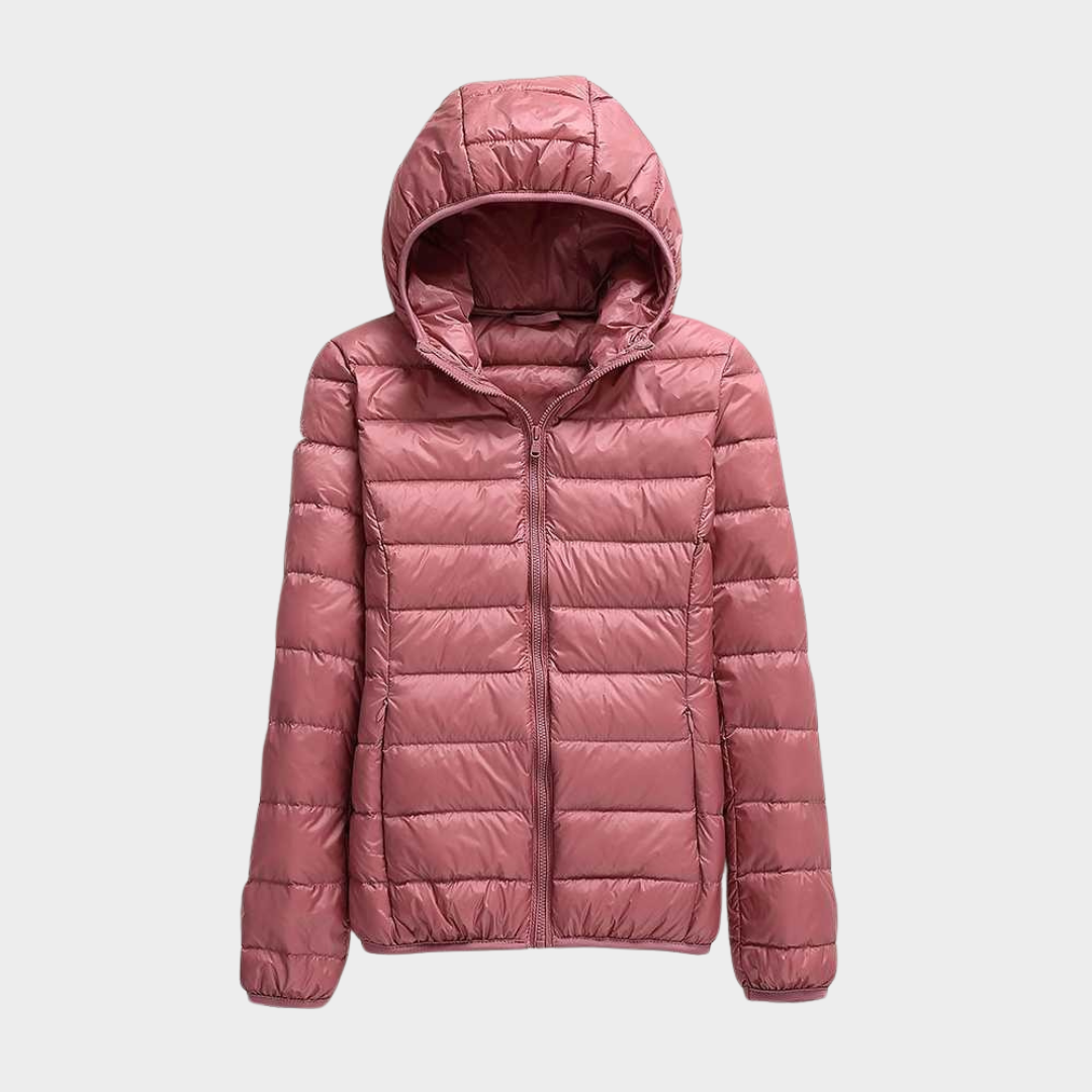 Women Hooded Puffer Jacket – Ultralight Packable Down Coat – 90 Percent White Duck Down Warm Insulated Outerwear – Multiple Colours