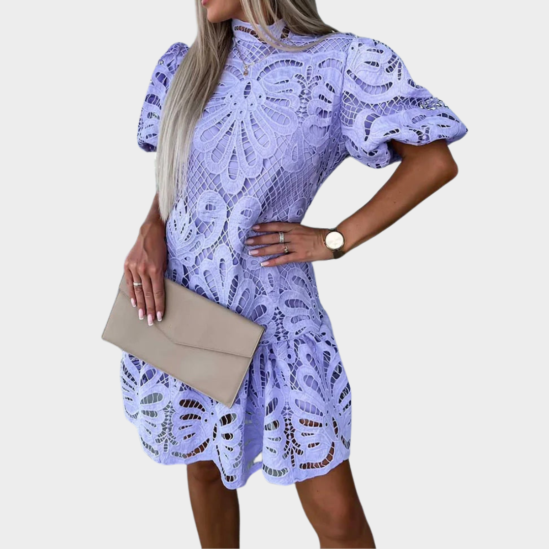 Women's Hollow Out Lace Mini Dress – Elegant A-Line Fit – Party & Prom Style – Multiple Colours