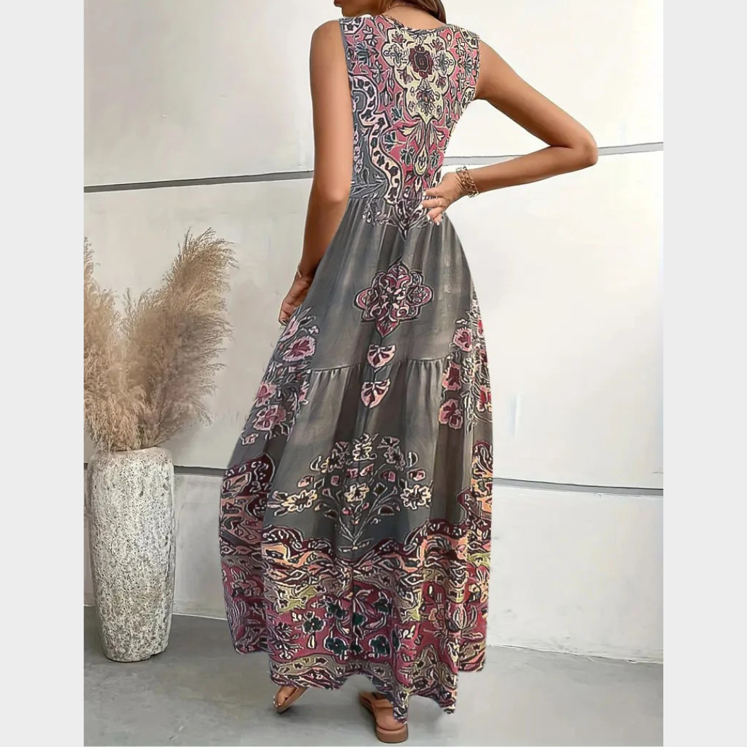 Women Floral Sleeveless Dress – U-Neck – Lightweight Elegant Fit – Multiple Colours