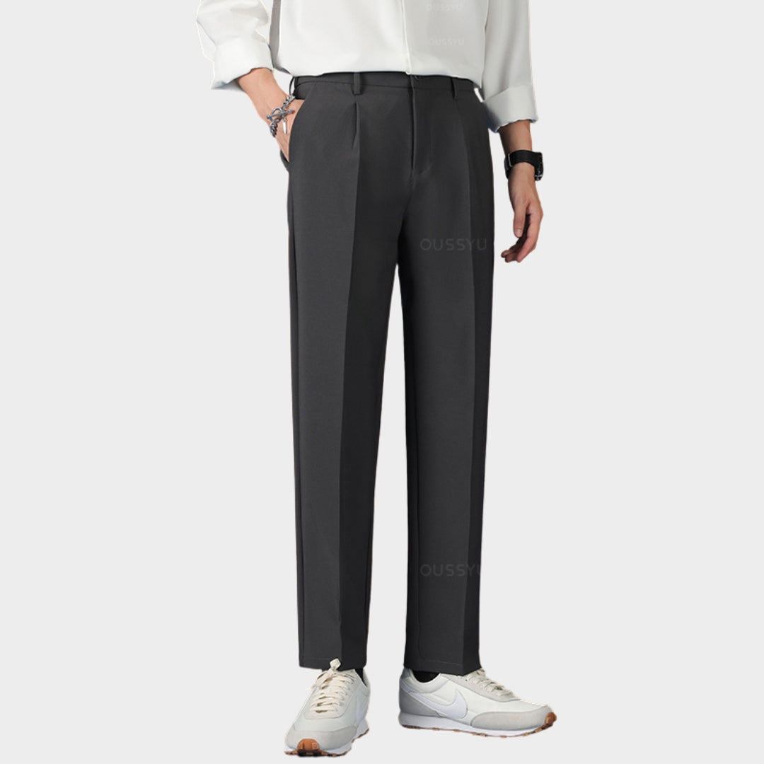 Men's Plaid Business Trousers - Stretch Fabric - Straight-Leg Fit - Smart Casual & Formal Wear - Multiple Colours