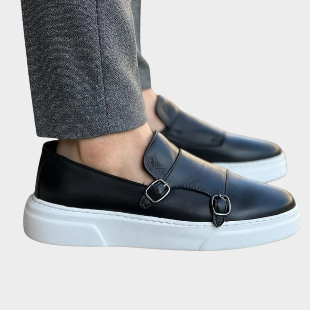 Men’s Classic Vegan Leather Loafers – Formal & Casual Shoes – Buckle Detail – Multiple Colours