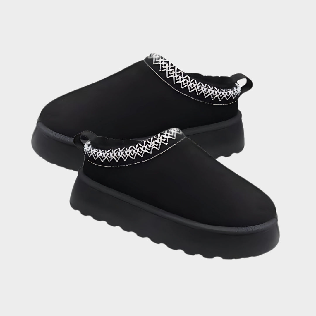 Snow Boots For Women - Warm Cashmere Half Slippers Without Heel in Beige, Black, Army Green