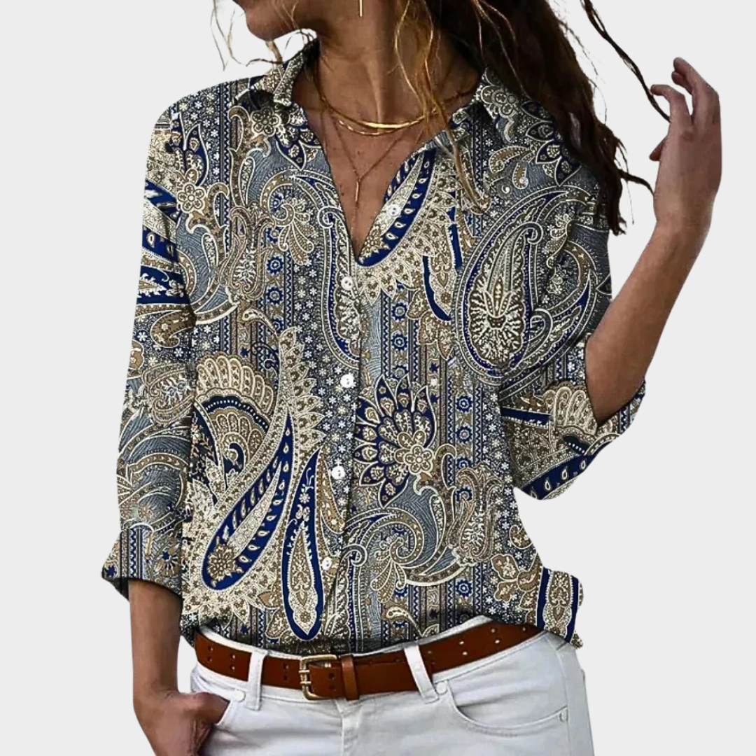 Women's Long-Sleeve Blouse - Trendy Prints - Relaxed Fit - Lightweight Fabric - Multiple Colours
