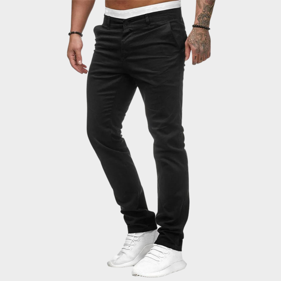 Men's Casual Cotton Trousers – Slim Fit – Straight Leg – Business & Everyday Wear – Comfortable Fabric – Multiple Colours