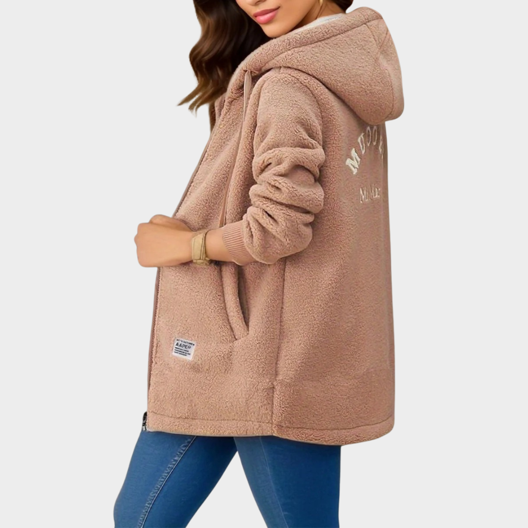 Women’s Fleece Hooded Jacket – Thickened Lamb Wool Sweatshirt Cardigan Coat with Warm Lining – Multiple Colours