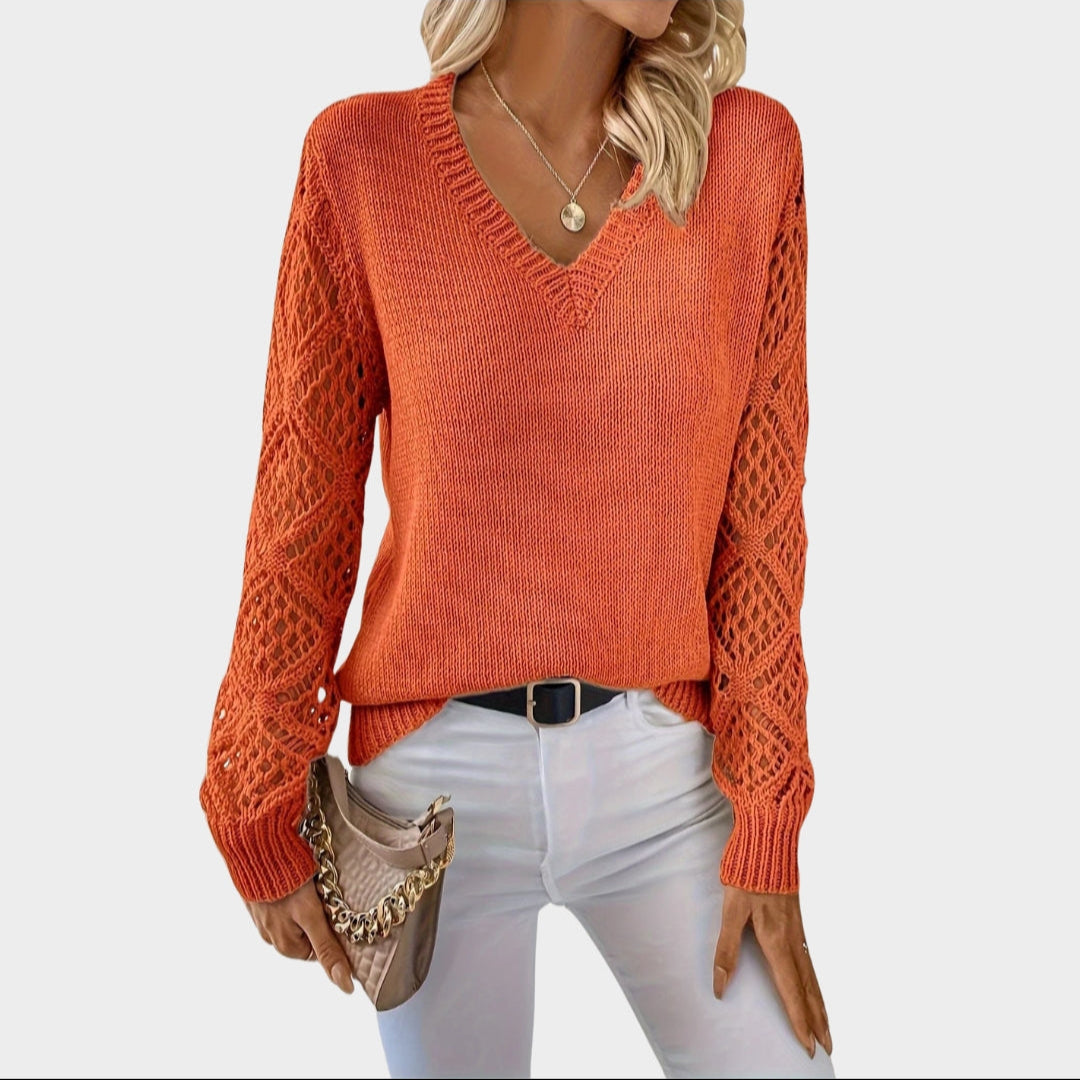 Women’s V-Neck Knitted Sweater - Solid Colors, Casual Fit, Autumn Fashion, Multiple Colors