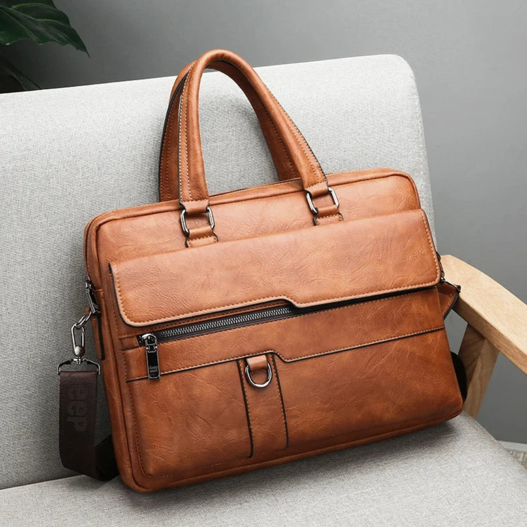 Men's Leather Business Briefcase – Laptop and A4 Document Messenger Bag with Shoulder Strap – Multiple Colours