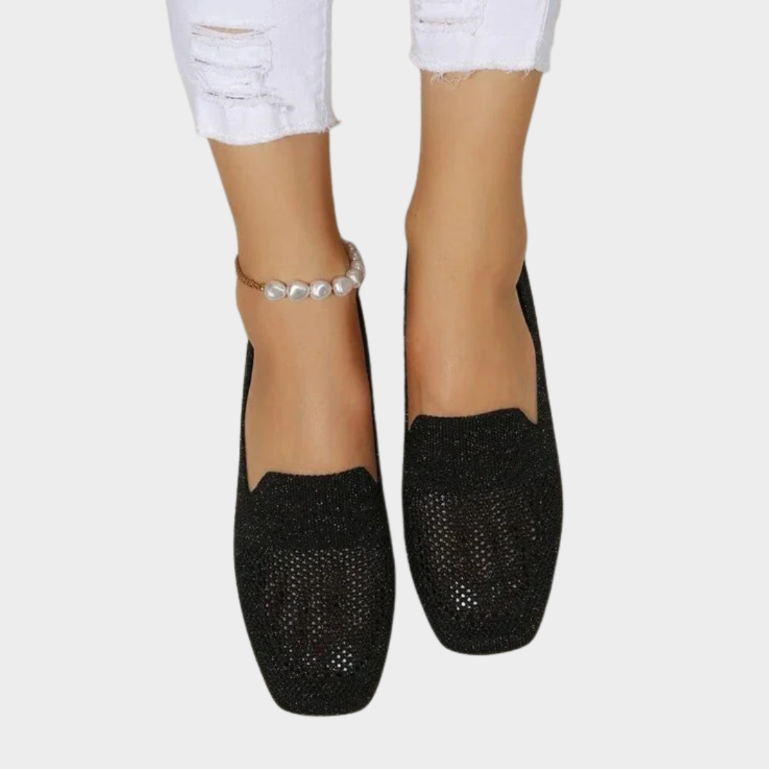 Women Casual Slip On Flats – Square Toe – Mesh Knit – Soft Bottom – Multiple Colours