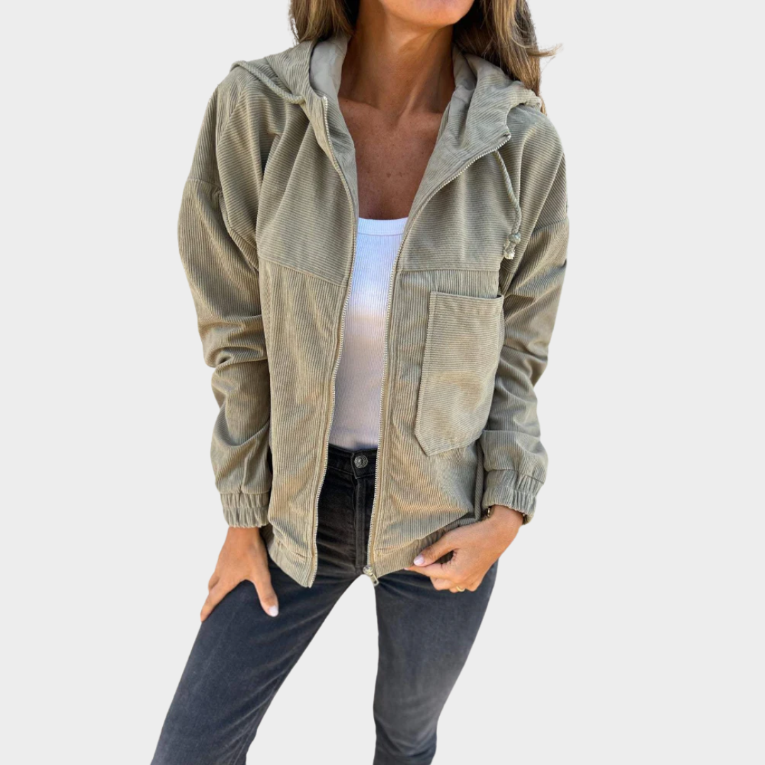 Women’s Hooded Jacket – Relaxed Fit with Zipper Closure – Side Pockets – Hip Length – Multiple Colours