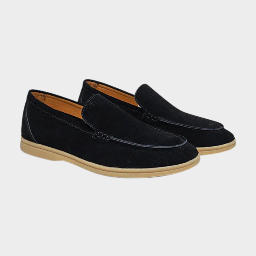 Old Money Premium Suede Loafers for Men – Classic Slip-On Shoes, Black, Caramel, Beige