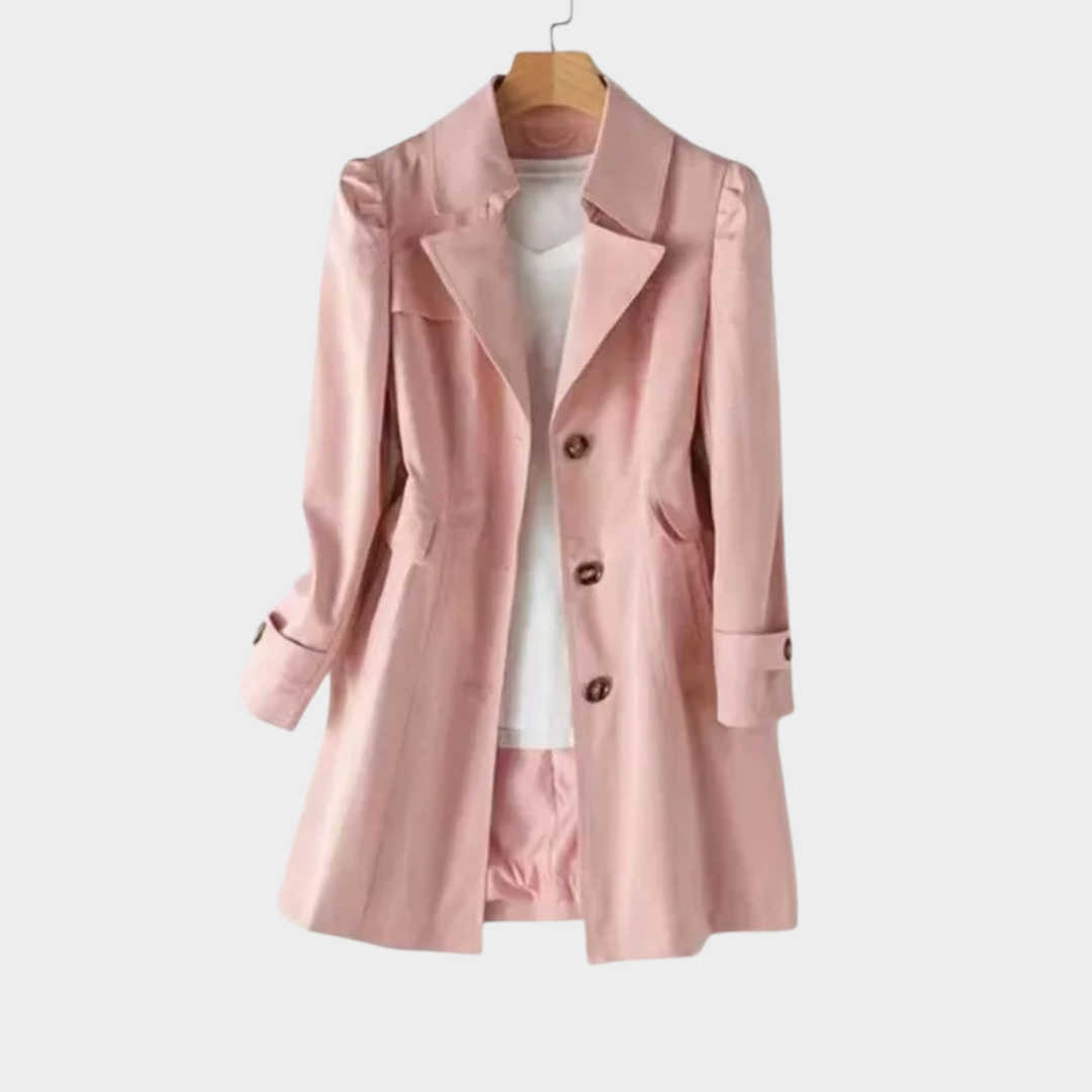 Women Mid-Length Coat – Elegant Slim Fit Single Button Outerwear – Classic Tailored Design – Multiple Colours