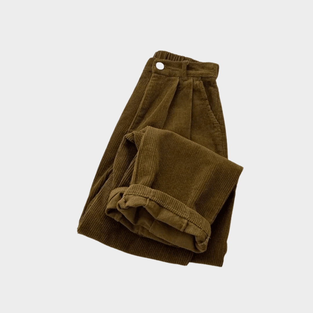Women High Waist Corduroy Pants – Retro Baggy Thick Warm Trousers – Multiple Colours