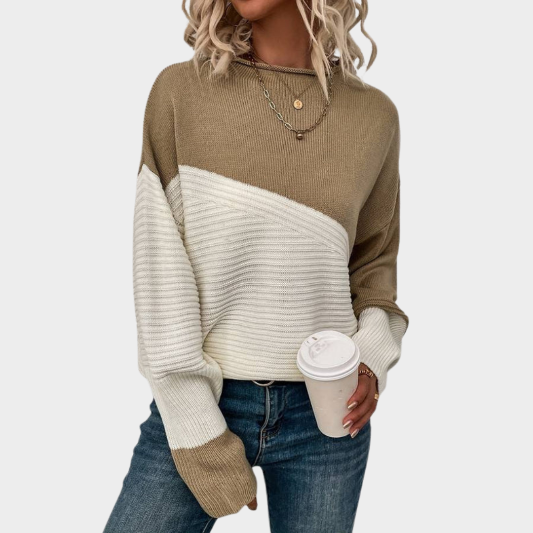 Women's Color Block Sweater – Knitted Pullover – Soft & Stylish – Modern Design – Multiple Colours