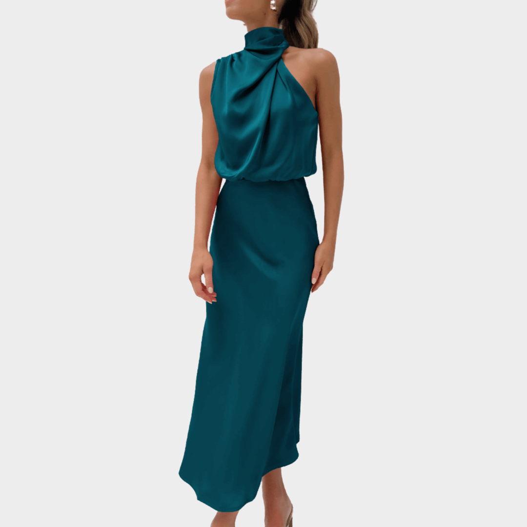 Women's Sleeveless Satin Dress – High-End Silk Feel – Elegant Socialite Style – Lightweight Evening Gown – Multiple Colours