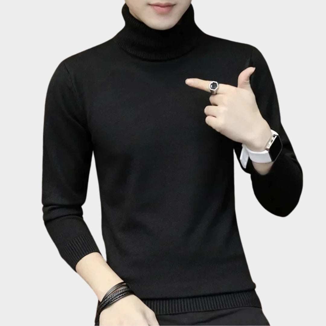 Men's Cashmere Knitted Sweater – Half Turtleneck Slim Fit - Multiple colours