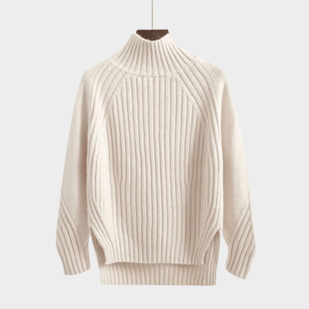 Women's Knitted Turtleneck Sweater – Fitted Bottom, Casual Autumn Pullover in Beige, Black, and More