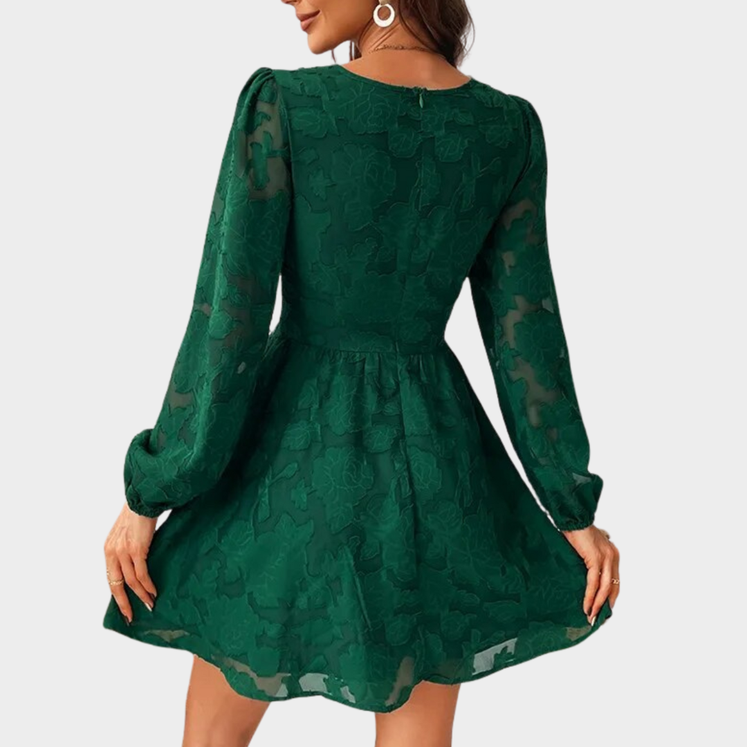 Women's V-Neck Long Sleeve Cocktail Dress – Elegant Fit – Floral Print – Soft & Comfortable – Multiple Colours