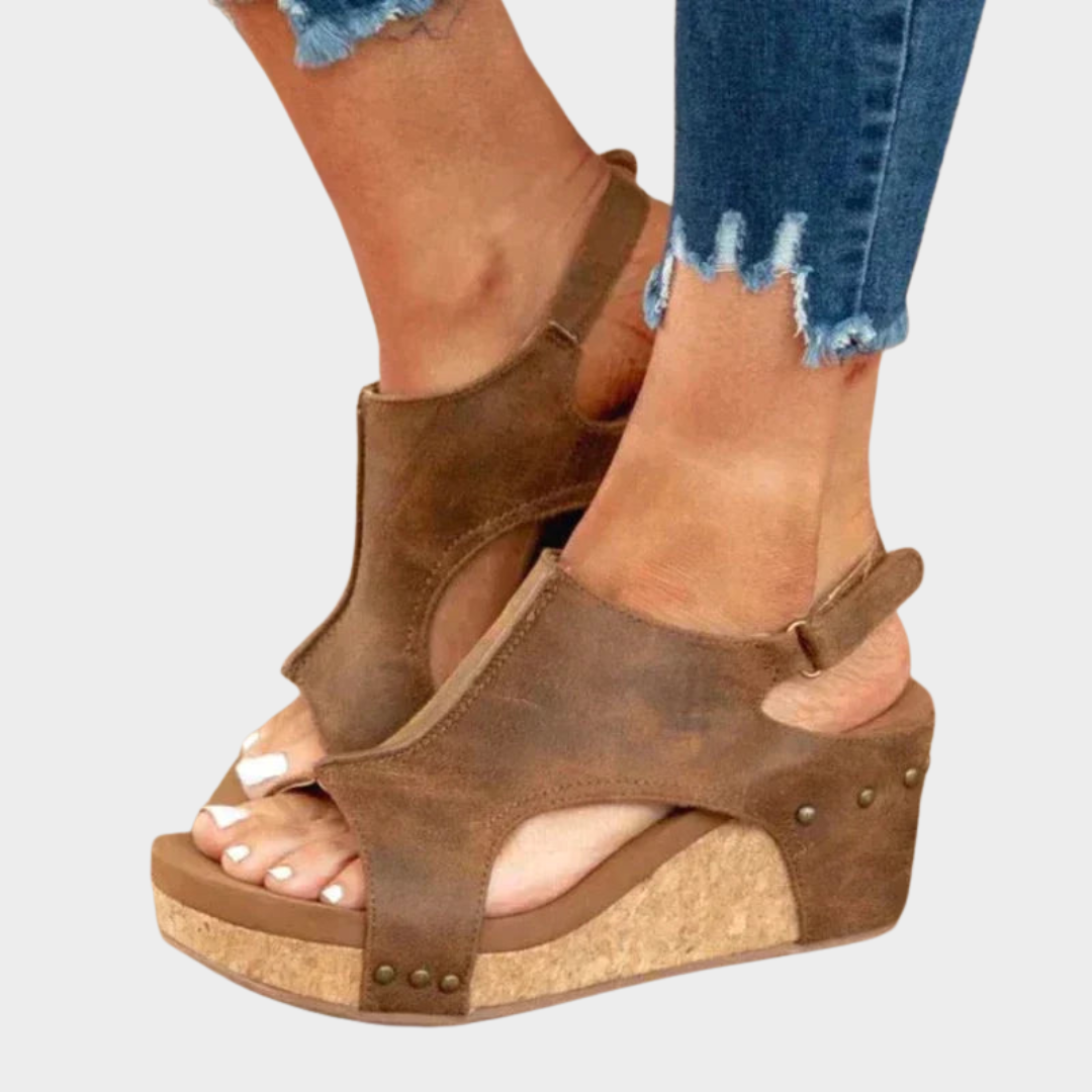 Women's Wedge Sandals – Peep Toe – Buckle Strap – Leopard Print – Platform Sole – Casual & Stylish – Multiple Colours