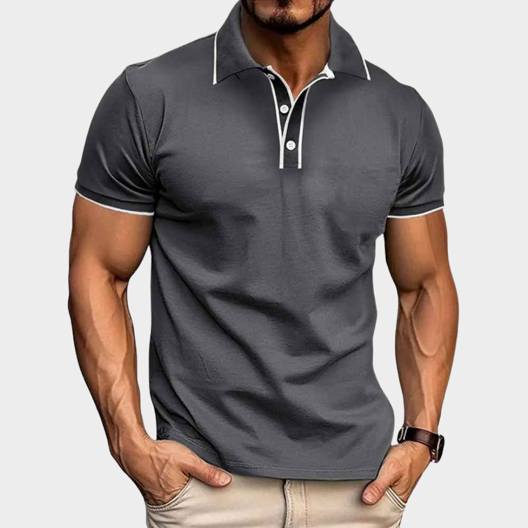 Men's Polo Shirt – Athletic Fit Short Sleeve with Cotton Blend and Piping Detail – Multiple Colours