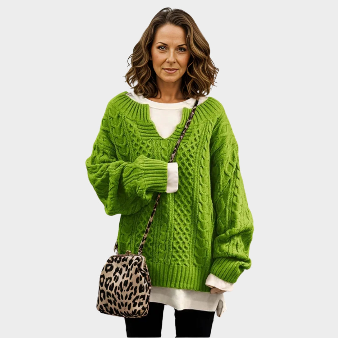 Women’s Retro Knitted Sweater – Half-Open Collar, Long Sleeves, Fall & Winter Fashion