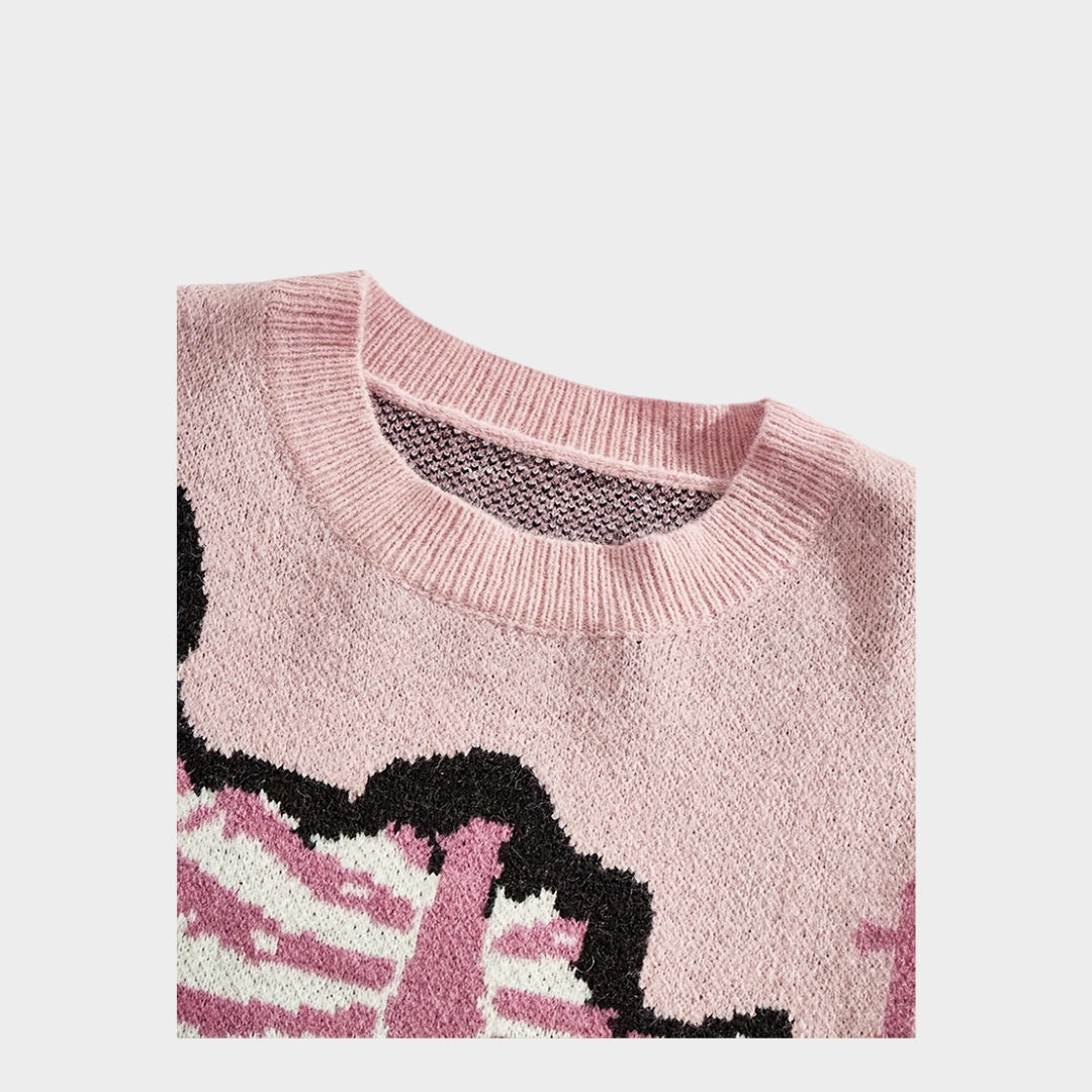 Women's Skull & Cross Print Sweater - Round Neck Casual Pullover, Multiple Colors