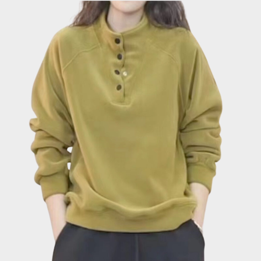 Women’s Ribbed German Velvet Sweater – Half-High Collar, Solid Color, Slim Fit, Autumn/Winter Casual Top
