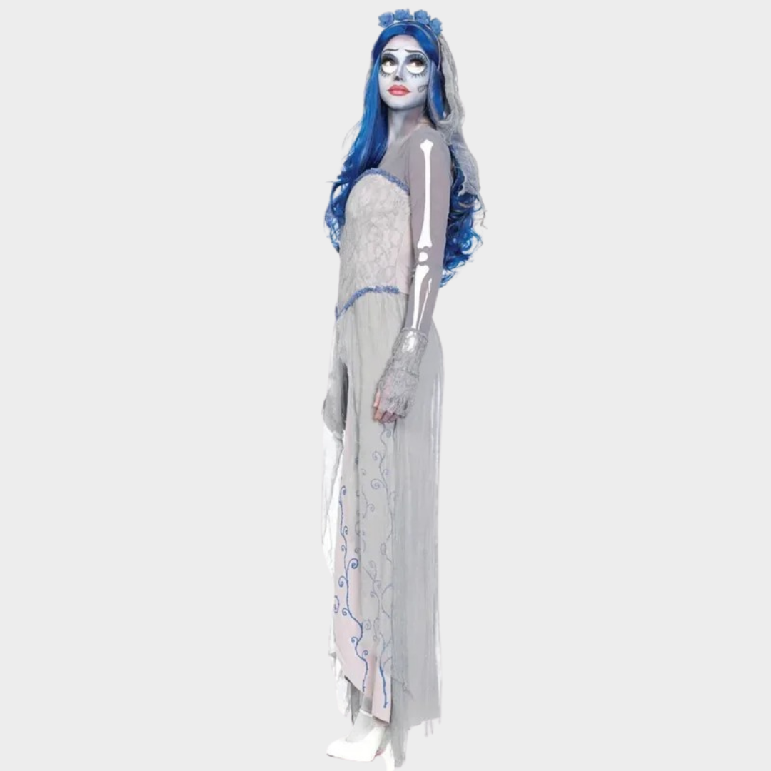 Women Devil Corpse Bride Halloween Costume – Scary Vampire Cosplay Outfit with Witch and Party Dress Design – Fancy Horror Costume – White