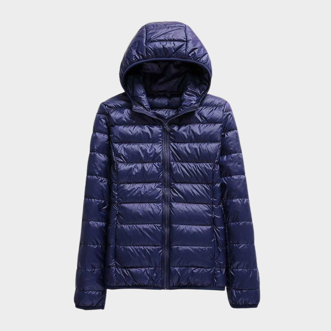 Women Hooded Puffer Jacket – Ultralight Packable Down Coat – 90 Percent White Duck Down Warm Insulated Outerwear – Multiple Colours