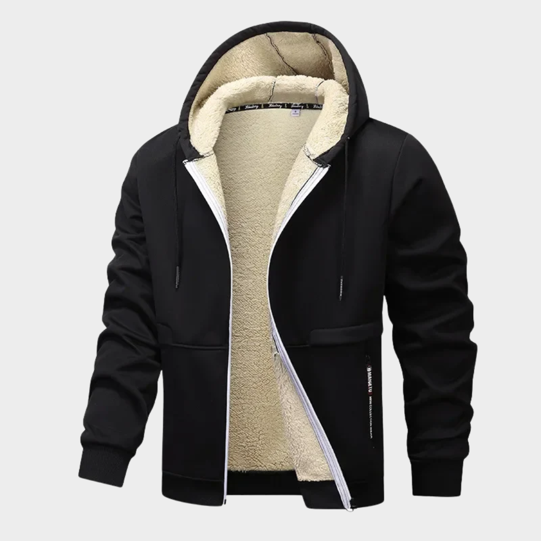 Men’s Hooded Windbreaker Jacket – Fleece Lined Casual Outdoor Zipper Coat – Multiple Colours