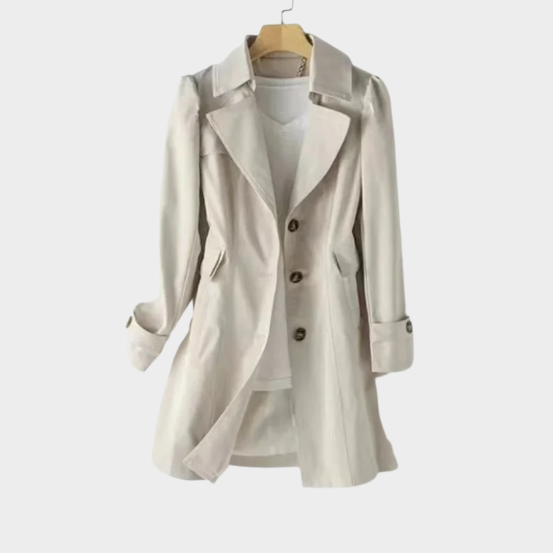 Women Mid-Length Coat – Elegant Slim Fit Single Button Outerwear – Classic Tailored Design – Multiple Colours