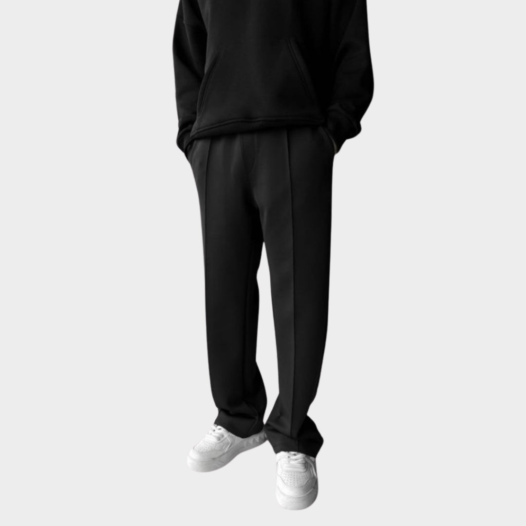 Men's Wide-Leg Trousers - Elastic Waist & Drawstring - Pleated Straight-Leg Fit - Multiple Colours