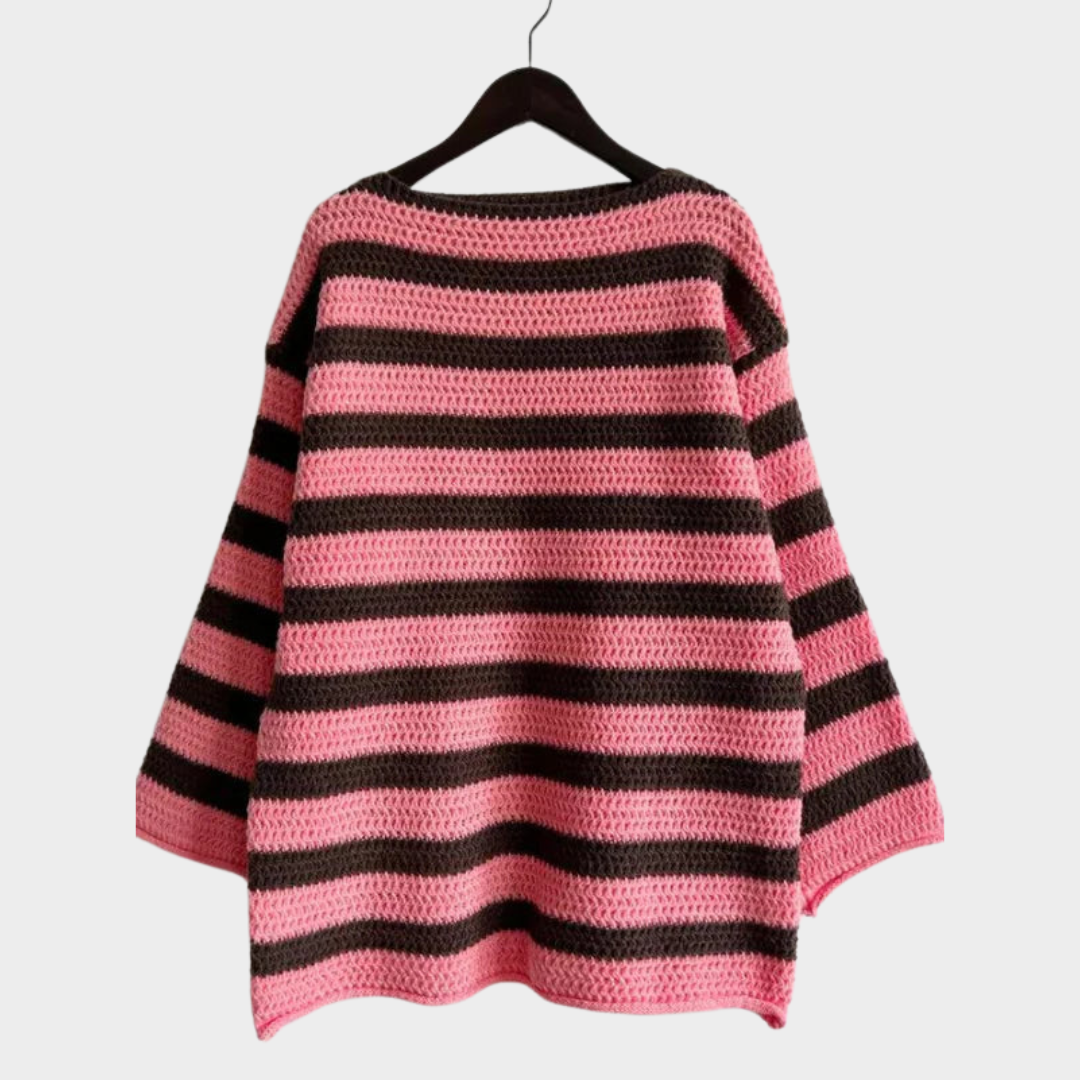 Women's Striped Oversized Sweater – Long Sleeve – O-Neck – Knit Jumper – Multiple Colours