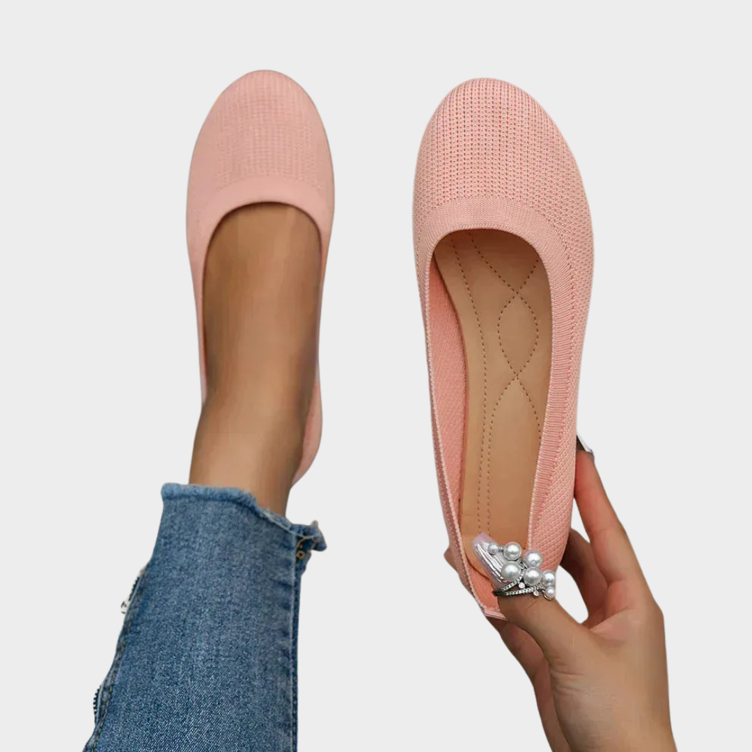 Women Breathable Slip On Flat Shoes – Knitting Sock Style – Round Toe – Lightweight – Multiple Colours
