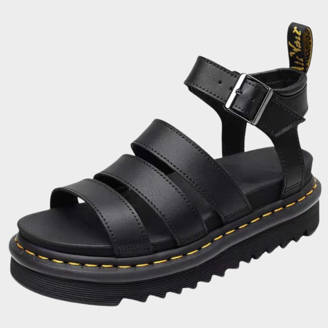 Women Sandals – Thick Sole PU Casual Roman Shoes with Round Head and Buckle Strap – Comfortable Slip-On Summer Footwear – Multiple Colours