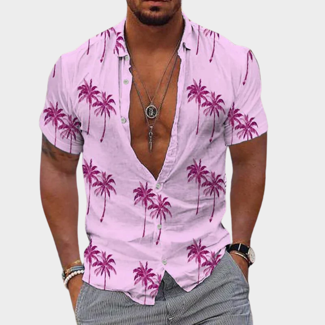 Men’s Hawaiian Shirt – Short Sleeve – Casual Cotton – Tropical Print – Multiple Colours