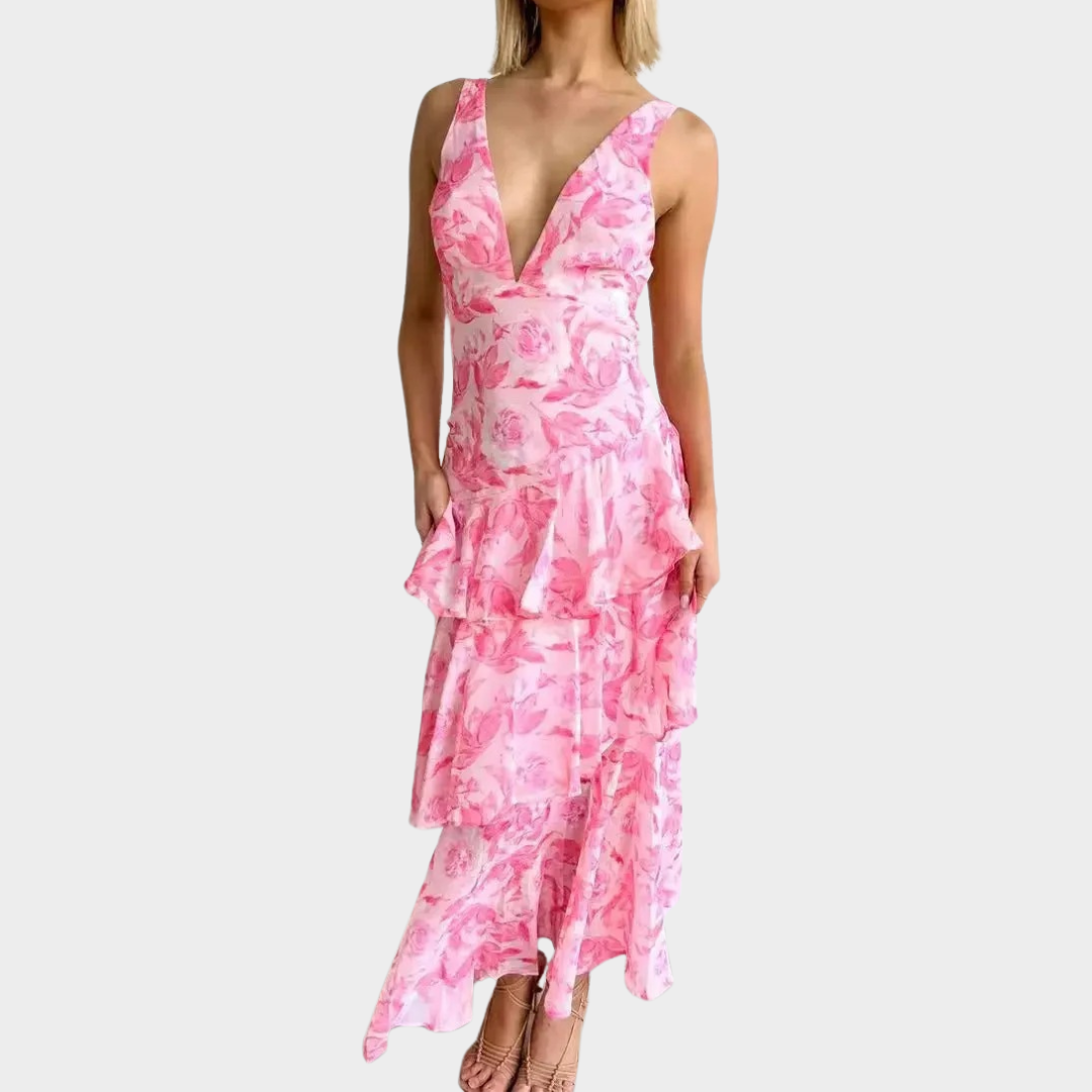 Women’s Halter Neck Chiffon Dress – Sleeveless Ruffled Hem Lightweight Fit – Beach and Holiday Style – Multiple Colours