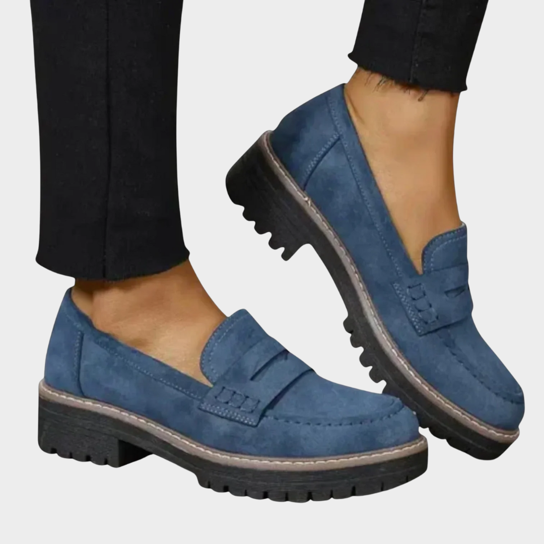 Women Loafers – Sophisticated Chunky Sole Slip On Shoes – Classic Comfortable Fit with Contrast Stitching – Versatile Smart Casual Footwear – Multiple Colours