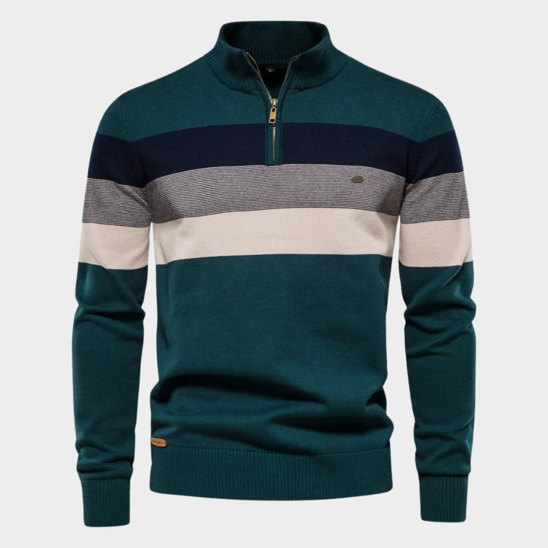 Men's Cotton Sweater – Mock Neck – Quarter Zip Pullover – Warm & Stylish – Casual Stand Collar Knitwear – Multiple Colours