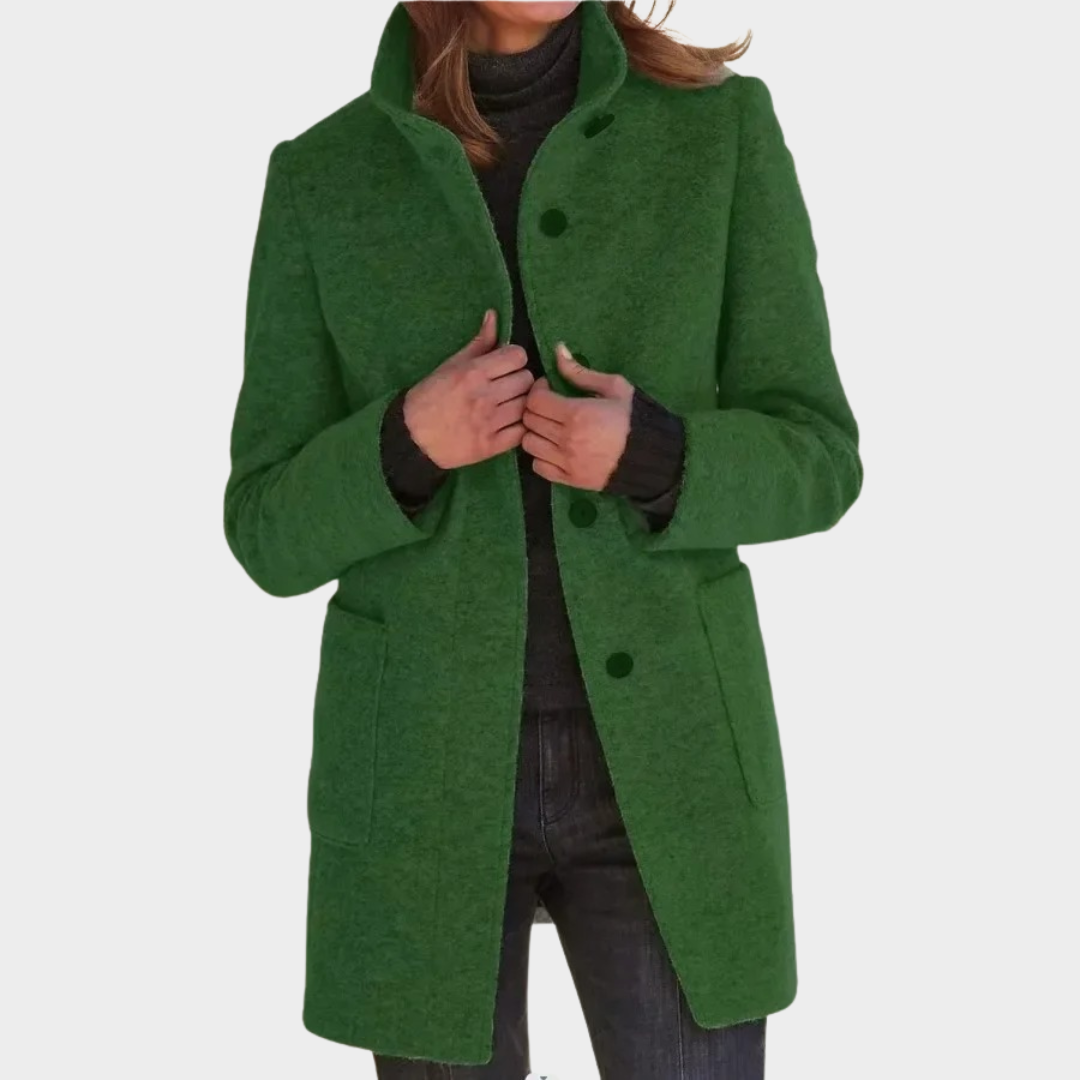 Women Long Sleeve Coat Jacket – Solid Color Single Breasted Outerwear – Classic Tailored Fit – Multiple Colours
