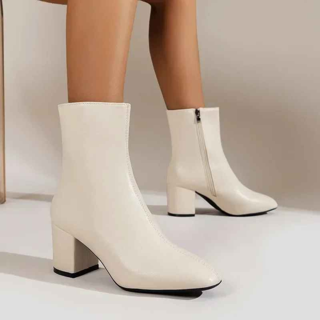 Women's Ankle Boots – Pointed Toe Side Zipper Stretch Design with Mid Heel – Multiple Colours