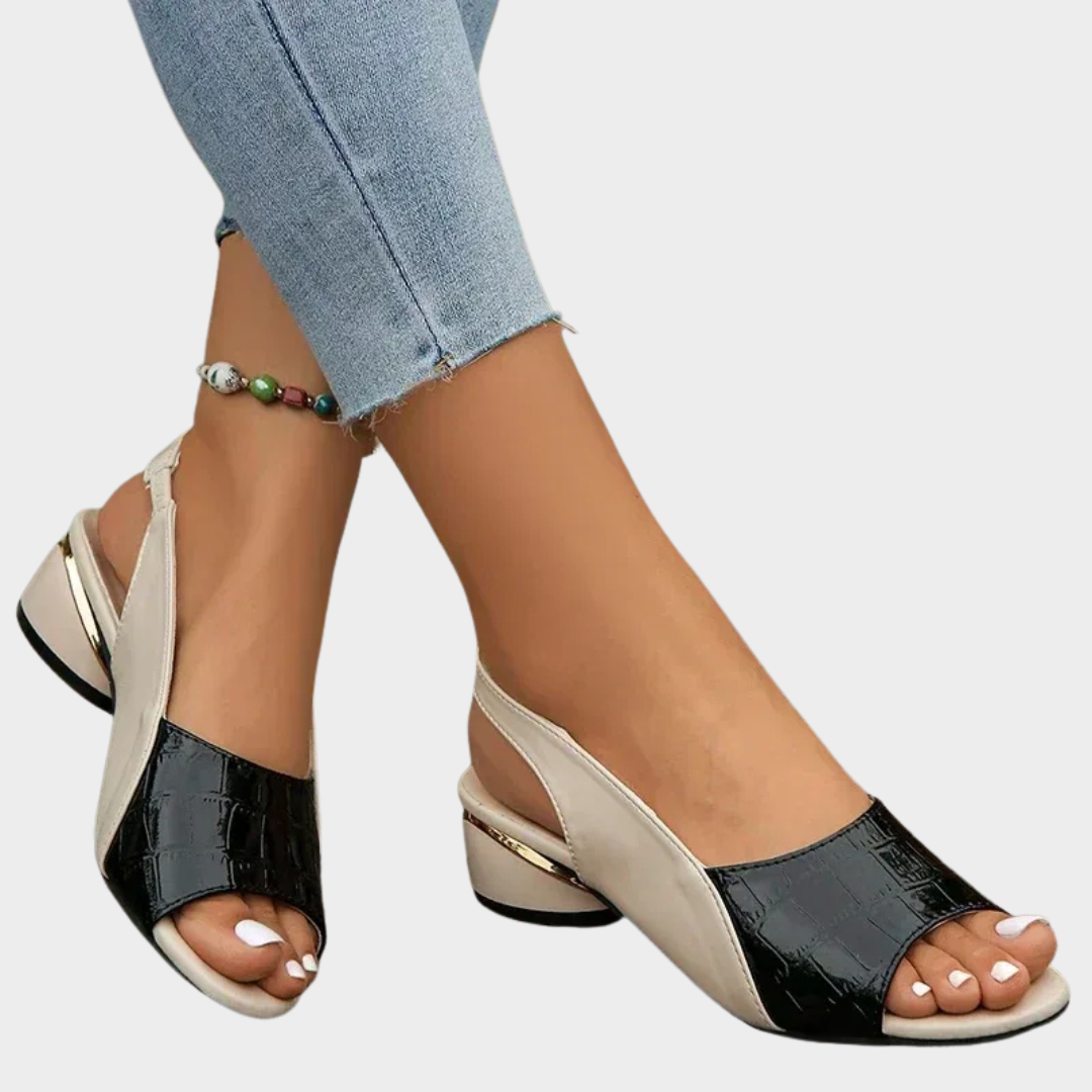 Women’s Mid Heel Sandals – Chunky Open Toe Design – Dress Pumps – Classic Style – Multiple Colours
