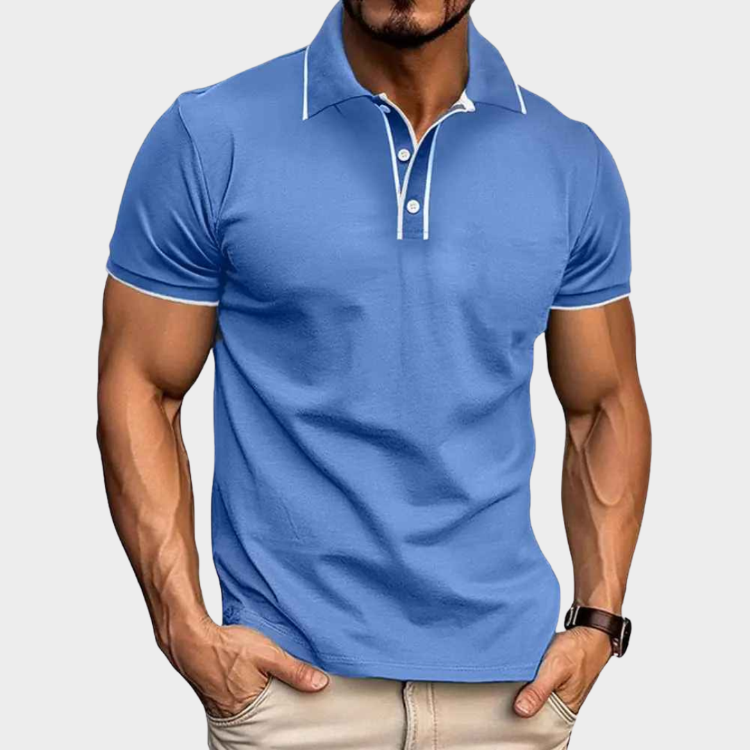 Men's Polo Shirt – Athletic Fit Short Sleeve with Cotton Blend and Piping Detail – Multiple Colours