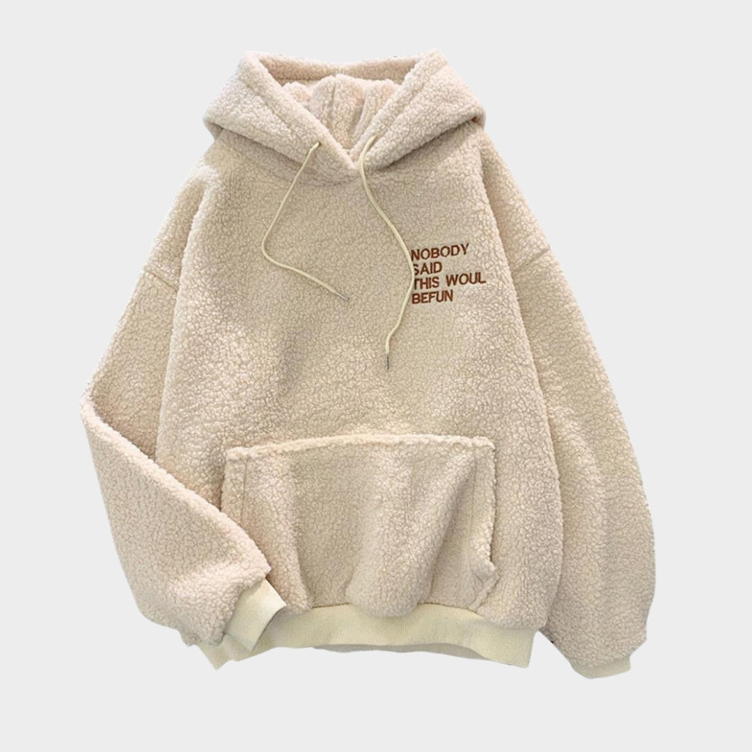 Women's Hooded Sweatshirt - Loose Harajuku Fleece Sweater with Pockets (Apricot, Blue, Pink)