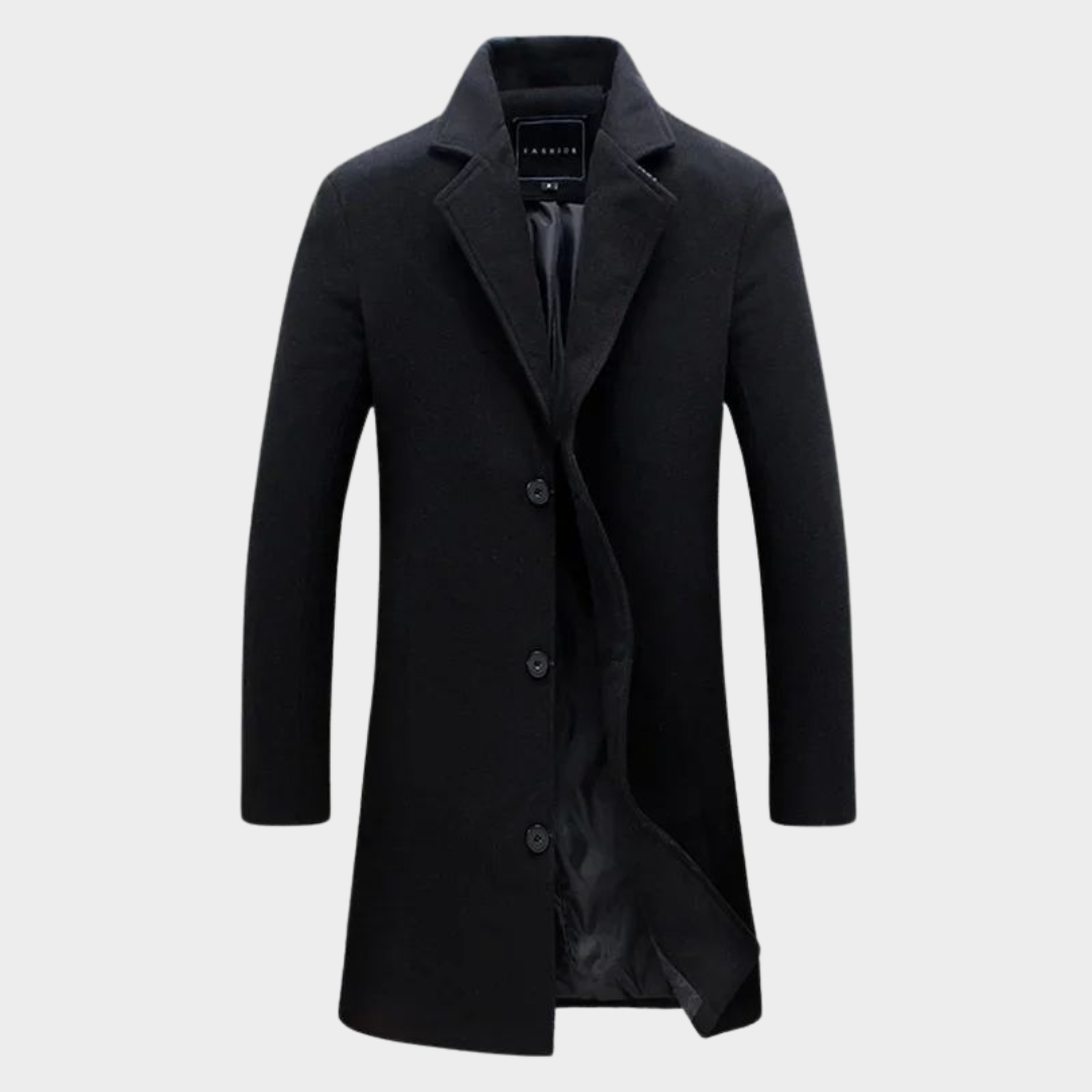 Men’s Windbreaker Coat – Slim Fit – Wool Blend – Long Length – Business & Casual – Multiple Colours