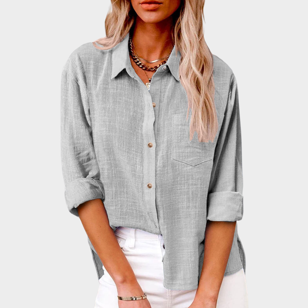 Women's Long Sleeve Cotton Linen Blouse – Relaxed Fit – Breathable & Stylish – Multiple Colours